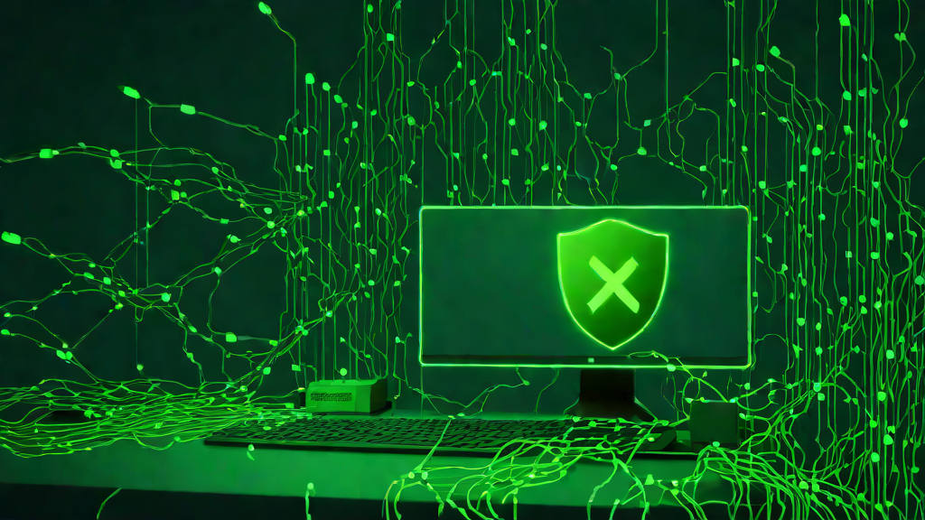 Linux terminal with shield and fragmented network packets representing the Dirty Frag kernel exploit