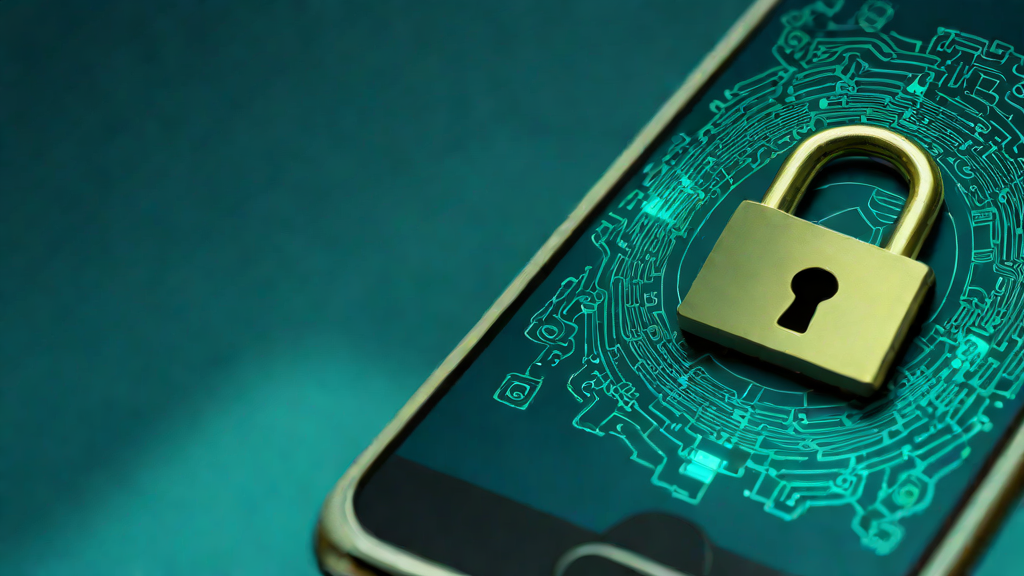 Smartphone with locked padlock circuitry and shield motif, representing hardware-backed mobile operating system security